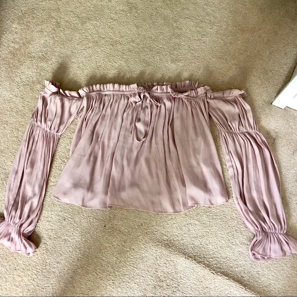 Pink Off the Shoulder Ruffle Blouse - Picture 2 of 8